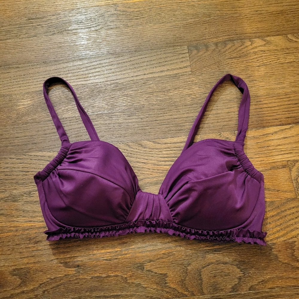 J.Crew Eggplant color ruffled swim top